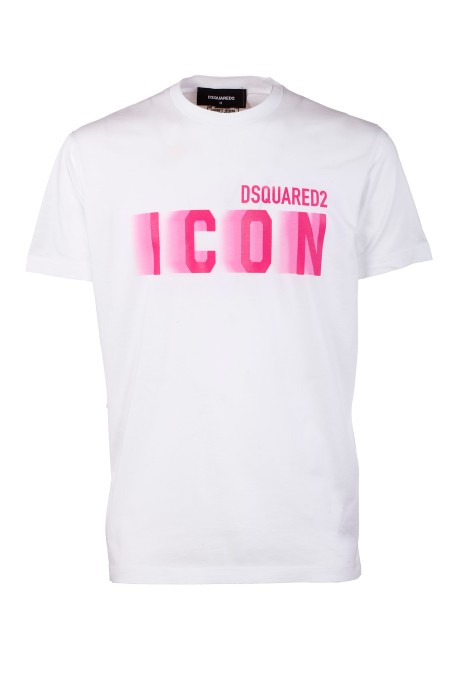 Shop DSQUARED2  T-shirt: DSQUARED2 "Icon" t-shirt.
Crew neck.
Short sleeves.
Regular fit.
Composition: 100% Cotton.
Made in Romania.. S79GC0082 S23009-967X